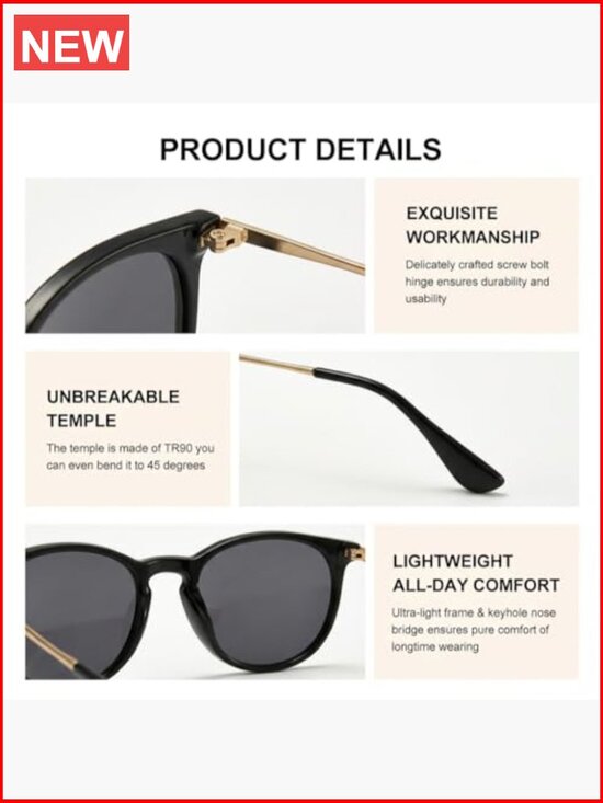 Vintage Retro Round Polarized Sunglasses UV400 Lightweight Women main image 4